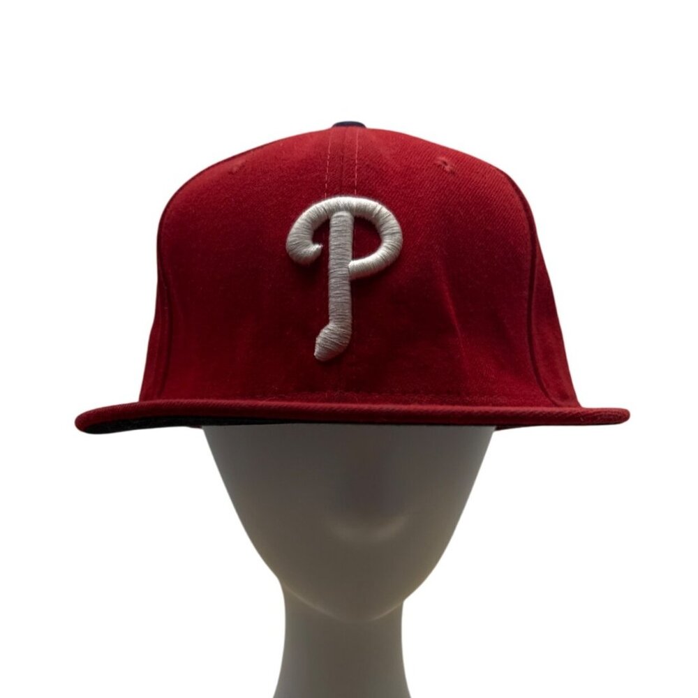 New Era 59Fifty Philadelphia Phillies Red Baseball Cap MLB Logo Size 7 1/2